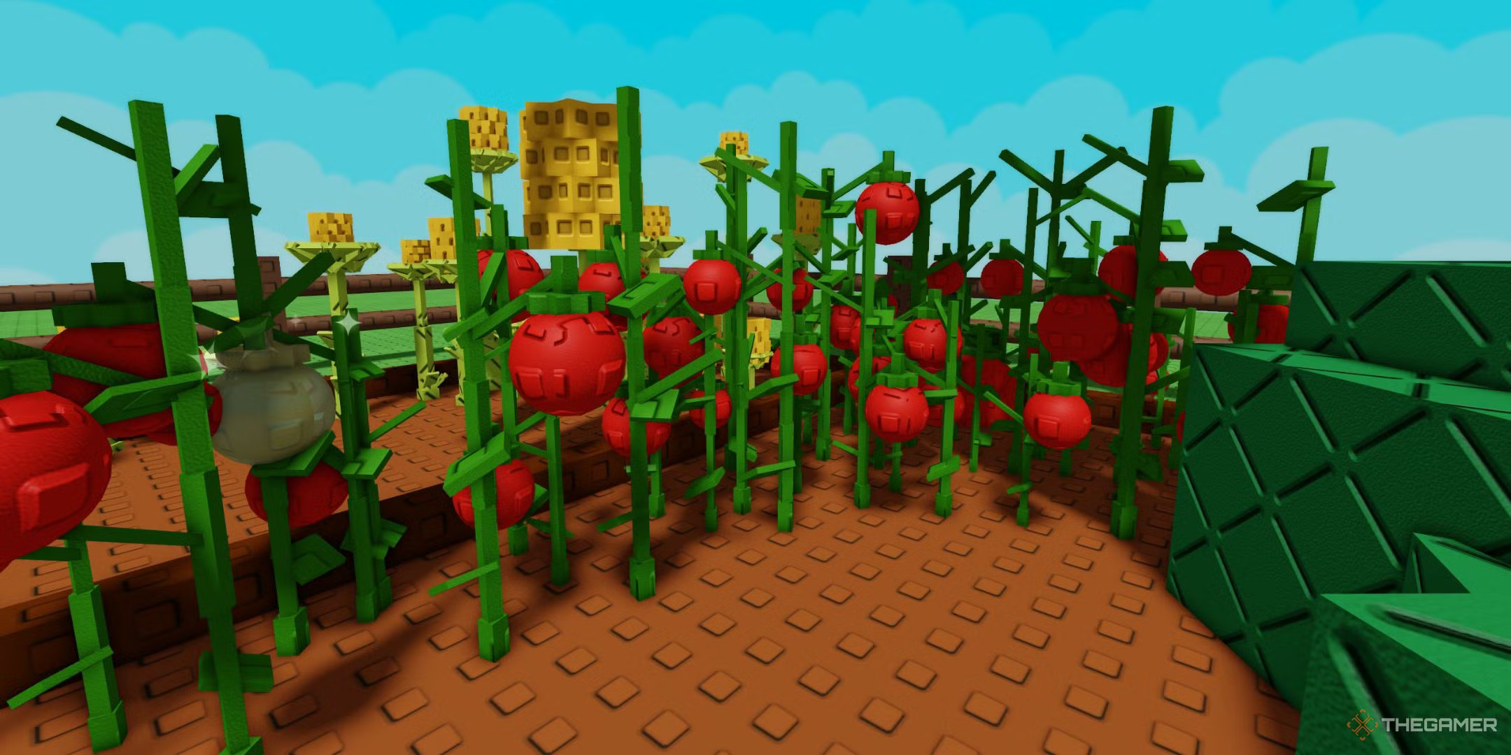 A picturesque screenshot of a flourishing garden in Grow a Garden